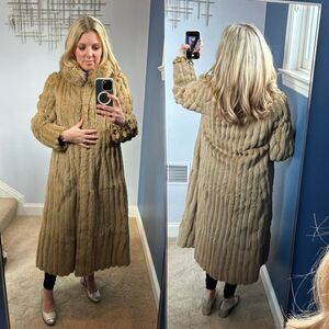Vintage Fox and Rabbit Real Fur Coat Jacket Size Medium M